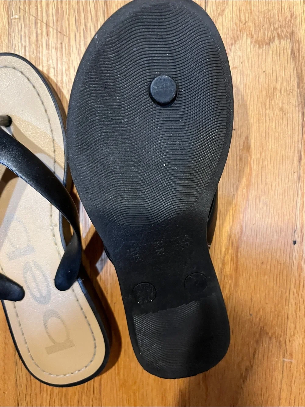Kids Black and Cream Flip-Flop Sandals with Sparkle Accent